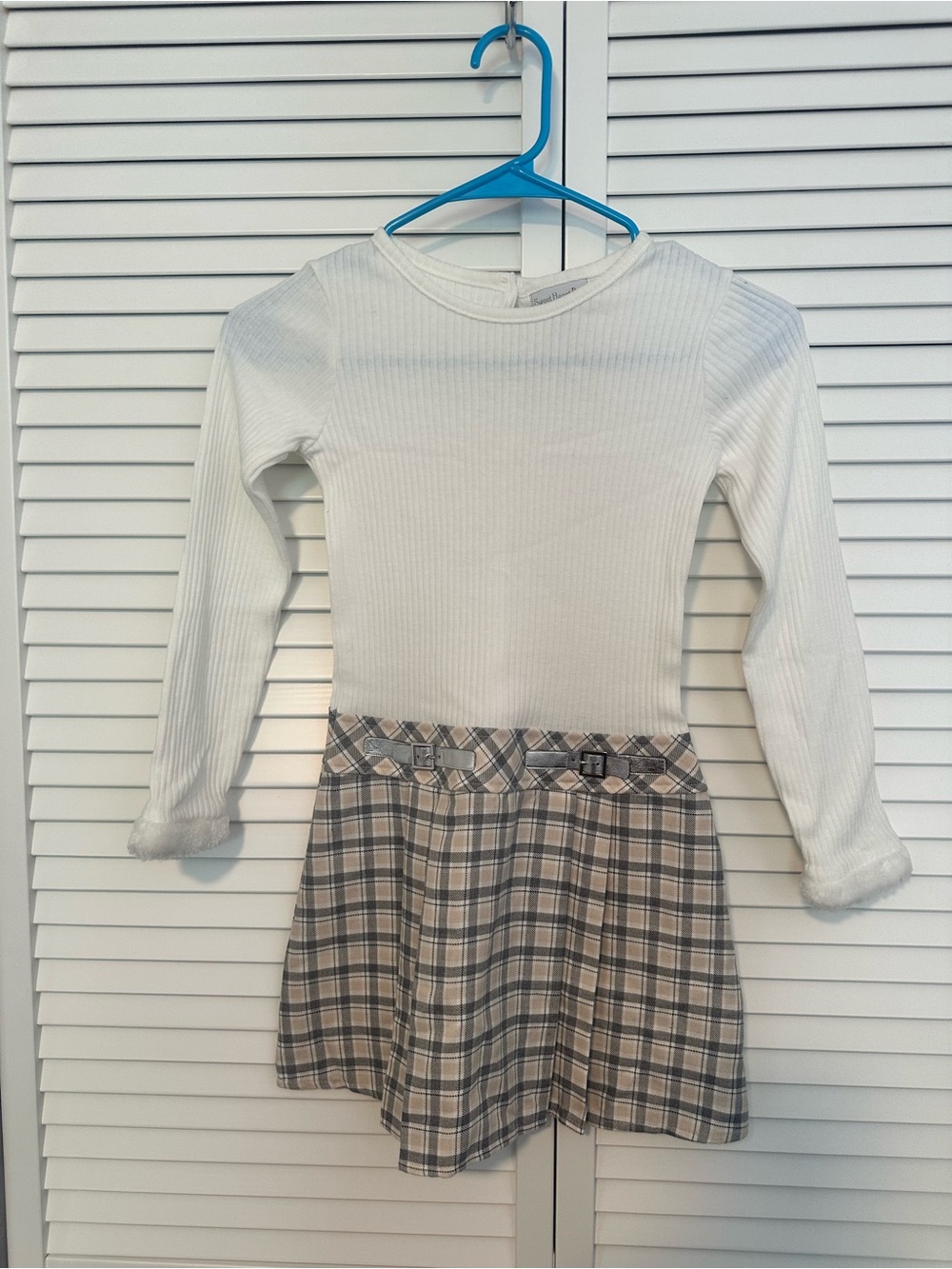 Sweet Heart Rose Cream Ribbed Girls' Top